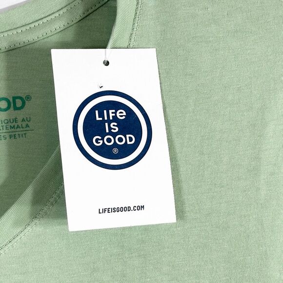 Life is Good XS Top Green Tee Short Sleeve V Neck Lemonade NWT Womens‎ 213 - Picture 5 of 6